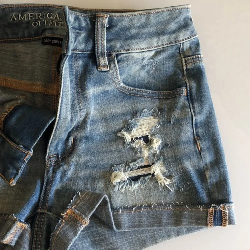 High-Waisted Denim Shortie Shorts - Picture 8 of 8